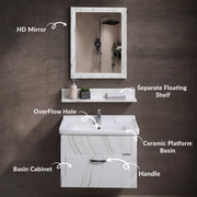 Plantex Unbreakable Wash Basin with Cabinet Full Set/BasinCabinet Vanity/Bathroom Vanity with Mirror (White)