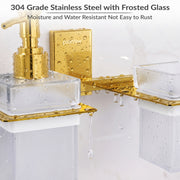 Plantex 304 Grade Stainless Steel Glass Liquid Dispenser with Tumbler Holder/Toothbrush Holder/Shampoo Dispenser for Washbasin/Kitchen/Bathroom Accessories - Pack of 1 (Crystal, PVD Gold)