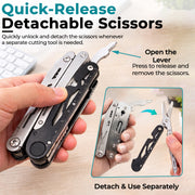 Plantex Stainless Steel Multitool Pliers with Screwdriver Bit Set & Sheath/Heavy Duty EDC Pocket Hand Tool for Outdoor & DIY Home (Black, MQ039DG)