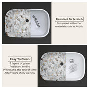 Plantex Tabletop Wash Basin/Bathroom Sink/Wash Basin Over Counter/Designer Ceramic Wash Basin for Bathroom (Marble Finish - 22 x 14 x 5 Inch)