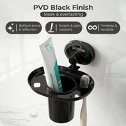 Plantex J4 Stainless Steel Toothbrush Holder for Bathroom/Toothbrush Stand for Bathroom/Tumbler Holder/Bathroom Accessories (PVD Black Finish) Onix