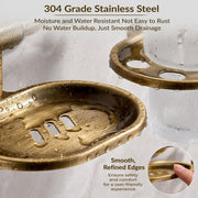 Plantex Niko Stainless Steel 304 Grade 2in1 Soap Dish with Tumbler Holder/Soap Stand/Tooth Brush Holder/Bathroom Accessories (Brass Antique)