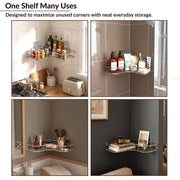 Plantex Stainless Steel Bathroom Corner Shelf/Self Adhesive Bathroom Shelf for Wall/Bathroom Organiser Without Drill - Pack of 2 (Chrome)