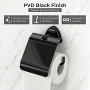 Plantex J4 Stainless Steel Toilet Paper Holder for Bathroom/Tissue Holder for Washroom/Toilet roll Holder for Wall Mounted/Bathroom Accessories (PVD Black Finish) Angel