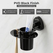 Plantex J4 Stainless Steel Toothbrush Holder for Bathroom/Toothbrush Stand for Bathroom/Tumbler Holder/Bathroom Accessories (PVD Black Finish) Angel