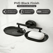 Plantex J4 Stainless Steel Double Soap Dish for Bathroom/Soap Holder for Bathroom/Wall Mounted Soap Holder/Bathroom Accessories (PVD Black Finish) Onix