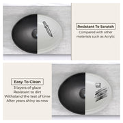 Plantex Ceramic Wash Basin for Bathroom/Table Top Ceramic Basin/Washbasin for Bathroom - (BOAT-NS-BLACK-Marble Finish,16 x 13 x 5.5 Inch)