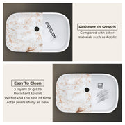 Plantex Tabletop Wash Basin for Bathroom/Designer Ceramic Basin/Rectangle Countertop Wash Basin/Home/Office (22 x 14 x 5 Inch)