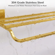 Plantex 304 Grade Stainless Steel 24-Inch Bathroom Towel Rack/Towel Bar/Towel Stand/Towel Rod/Bathroom Accessories (Crystal - PVD Gold)