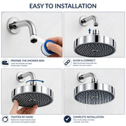 Plantex ABS Shower Head for Bathroom/6 Inch Round High Pressure Overhead Shower/Rain Shower Head - (Chrome)