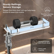 Plantex Acrylic Multipurpose Bathroom Shelf/Rack for Living Room/Wall Mount Storage Shelf - Bathroom Accessories Items (White, 12x6 inches)