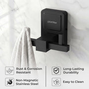 Plantex 304 Grade Stainless Steel Robe Hook/Wall Hooks for Hanging Clothes/Bathroom Hooks for Hanging/Wall Mounted Cloth Hanger - Darcy(Black)