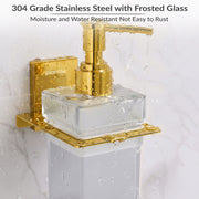 Plantex 304 Grade Stainless Steel Liquid Soap Dispenser for Bathroom/Frosted Glass Shampoo Dispenser/Hand wash/Bathroom Accessories - Pack of 1 (Crystal, PVD Gold)
