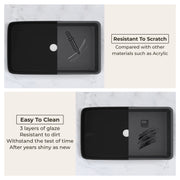 Plantex Wash Basin for Bathroom/Ceramic Basin/Rectangle Table Top Basin/Wash Basin for Home/Restaurant (Charcoal Black - 26 x 15 x 5 Inch)