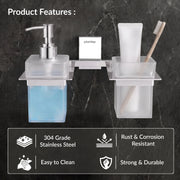 Plantex 304 Grade Stainless Steel Liquid Soap Dispenser/Tumbler Holder/Toothbrush Holder/Bathroom Accessories (Crystal - Chrome)