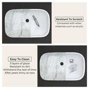 Plantex Tabletop Wash Basin/Bathroom Sink/Wash Basin Over Counter/Designer Ceramic Wash Basin for Bathroom (21.5x14x4.5 Inch - Marble Finish)