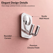 Plantex Stainless Steel Robe Hook for Bathroom/Cloth Hanger for Wall/Hooks for Wall/Bathroom Accessories - Chrome (Dream)