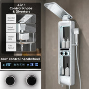 Plantex Shower Panel for Bathroom with Hand Shower/Body Massage Jets/Showerhead/304 Grade Stainless Steel Showers System with Hot & Cold Mixer (KM-8103-Chrome)
