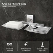Plantex 304 Grade Stainless Steel Rectangular Double Soap Holder for Bathroom/Wall Mounted Soap DishBathroom Accessories Crystal (Chrome)