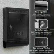 Plantex Letter Box/GI Steel Magazine Holder/Complaint Box & Suggestion Box for Office with Secure Lock and Keys/News Paper Holder/Mail Box/Post Box- (Black) Wall Mount