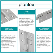 Plantex Stainless Steel Door Hinges 3 inch x 16 Gauge/1.5 mm Thickness Home/Office/Hotel for Main Door/Wooden/Bedroom/Kitchen/Kabza - Pack of 1 (Satin Matt)