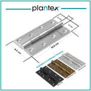 Plantex Hinges for Main Door/Heavy Duty Stainless Steel Door Butt Hinge 5 inch x 12 Gauge/2.5 mm Thickness Home/Office/Hotel for Door/Kabja for Bedroom/Kitchen/Bathroom - Pack of 4 (Satin Matt)
