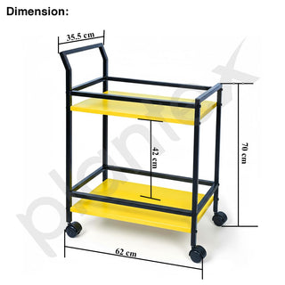 Plantex GI Steel 2 Tier Kitchen Home Storage Organizer Trolley with Wheels/Multipurpose Trolley Organizer Rolling Utility Cart for Home/Kitchen/Hospital - (Yellow & Black)