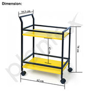 Plantex GI Steel 2 Tier Kitchen Home Storage Organizer Trolley with Wheels/Multipurpose Trolley Organizer Rolling Utility Cart for Home/Kitchen/Hospital - (Yellow & Black)