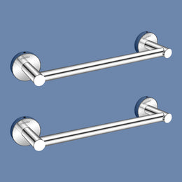 Plantex Towel Holder for Bathroom/12 inch Towel Bar/Single Towel Rod/Towel Hanger for Home/Bathroom Accessories - Pack of 2 (Chrome)