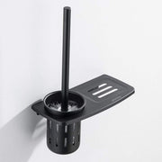 Plantex Aluminum 2in1 Toilet Brush Holder with Bathroom Shelf/Toilet Brush Holder/Bathroom Accessories - Black (Wall Mount)