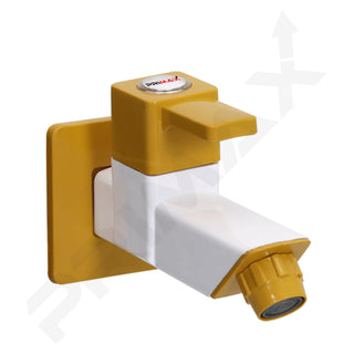 Plantex PTMT EDS-121 Single Lever Bib Cock for Bathroom with Plastic Wall Flange & Teflon Tape (Yellow & White)