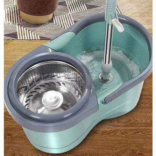 Plantex ABS Plastic Mop with Stainless Steel Wringer Basket with Microfiber Refill – Floor Mopping System