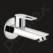 Plantex Pure Brass Bib Cock for Bathroom/Long Body Taps/Wall Mount Tap for Wash Basin with Teflon Tape & Wall Flange - Pack of 1 (Chrome, 3225)