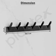 Plantex Wall Hooks for Hanging Cloth/Stainless Steel Towel Hangers/Bathroom Robe Hooks/Door Hangers/Square Wall Hook/Hook Rail for Hanging Keys - 6 Hooks (Pack of 1, PVD Black)