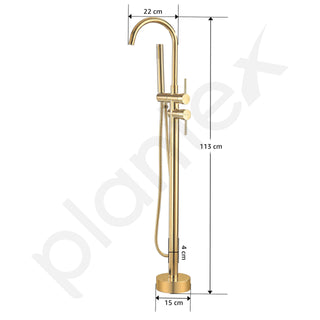 Plantex Pure Brass Bath Tub Filler Tap/Free Standing Bathtub Faucet/Basin Taps with Hand Shower for Bathroom/Bath Tub Tap for Bathroom - (8981, Gold)