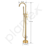 Plantex Pure Brass Bath Tub Filler Tap/Free Standing Bathtub Faucet/Basin Taps with Hand Shower for Bathroom/Bath Tub Tap for Bathroom - (8981, Gold)