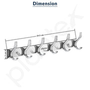 Plantex Aluminum Hook Rail with 6 Hooks for Bathroom/Kitchen- Door Hanger for Clothes/Towel - Pack of 3 (6 Hooks, Chrome)