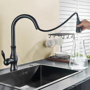 Plantex Pure Brass Single Lever Kitchen Sink Tap/Sink Tap for Kitchen Pull Out Flexible Swivel spout/Sink Mixer tap Hot & Cold/Tap for Kitchen Sink-(8989-Black)