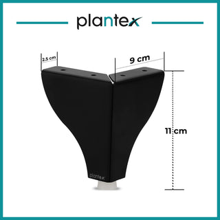 Plantex 4 Inch Sofa Legs for Bed Furniture/Sofa Legs for Table/Sofa Support Legs with Rubber Grip (Black, 6 Pcs)