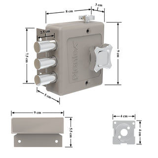 Plantex Brass Heavy Duty Dead Bolt Lock/Rim Lock Set/Trio Lock Dead Bolt For Home,Office,Hotel (Matt)