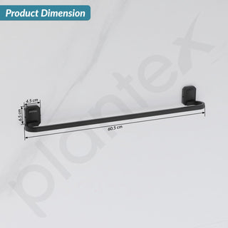 Plantex 304 Grade Stainless Steel Towel Holder in Batrhoom/Single Towel Rod/Holder for Bathroom Accessories - Cute (Black - 24 Inch)