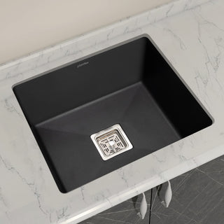 Plantex Granite Single Bowl Kitchen Sink/Non-Fading Black Colour with UV Protection/Quartz Sink for Kitchen/Undermount/Overmount (Black/21 X 18 Inches)