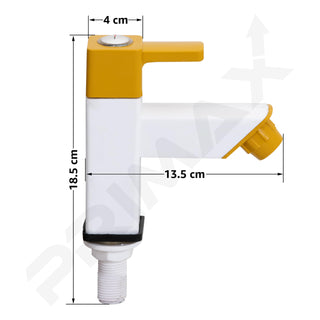 Primax PTMT EDS-123 Single Lever Pillar Cock/Table Top Wash Basin Tap/Water Faucet for Kitchen Sink (Yellow & White)