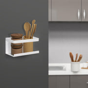 Plantex Carbon Steel Magnetic Shelf For Kitchen/Fridge Organizer Spice Rack/Shelf For Refrigerator - Wall Mount & Railing Mount, Floating Shelves (White)