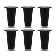 Plantex 4 Inch Sofa Legs for Bed Furniture/Sofa Legs for Table/Sofa Support Legs with Rubber Grip (Black, 6 Pcs)