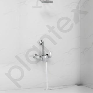 Plantex Wall Mixer for Bathroom 2 In 1 with L-Bend Provision for Overhead Shower/Mixer Tap for Bathroom with Water Saving Nozzle Tap- (Celesiya-1249)