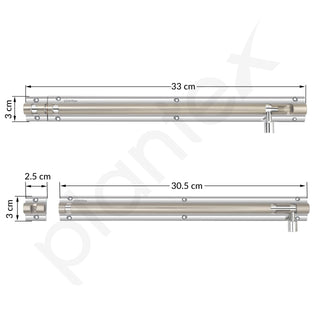 Plantex Heavy Duty 12-inch Joint-Less Tower Bolt for Wooden and PVC Doors for Home Main Door/Bathroom/Windows/Wardrobe - Pack of 2 (703, Silver-Chrome)