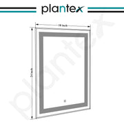 Plantex Metal LED Wall Mirror with Triple-Tone/Touch Mirror for Bedroom/Dressing Room/Living Room - Rectangle Shape (18 X 24 Inch)