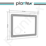 Plantex Glass LED Mirror for Bedroom/Wall with 3 Lighting Option/Smart Mirror for Living Room/Bedroom/Dressing Room - Rectangle Shape (18 X 24 Inch)