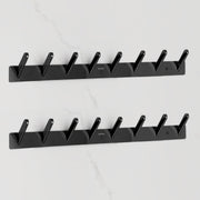 Plantex Wall Hooks for Hanging Cloth/Stainless Steel Towel Hangers/Bathroom Robe Hooks/Door Hangers/Square Wall Hook/Hook Rail for Hanging Keys - 8 Hooks (Pack of 2, PVD Black)